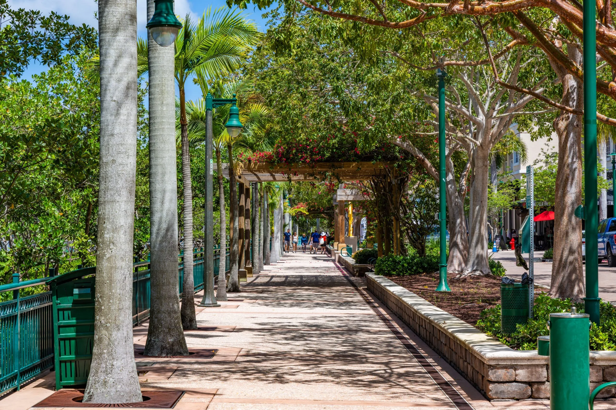 Pedestrians at Harbourside Place, a shopping and dining district in Jupiter, Florida