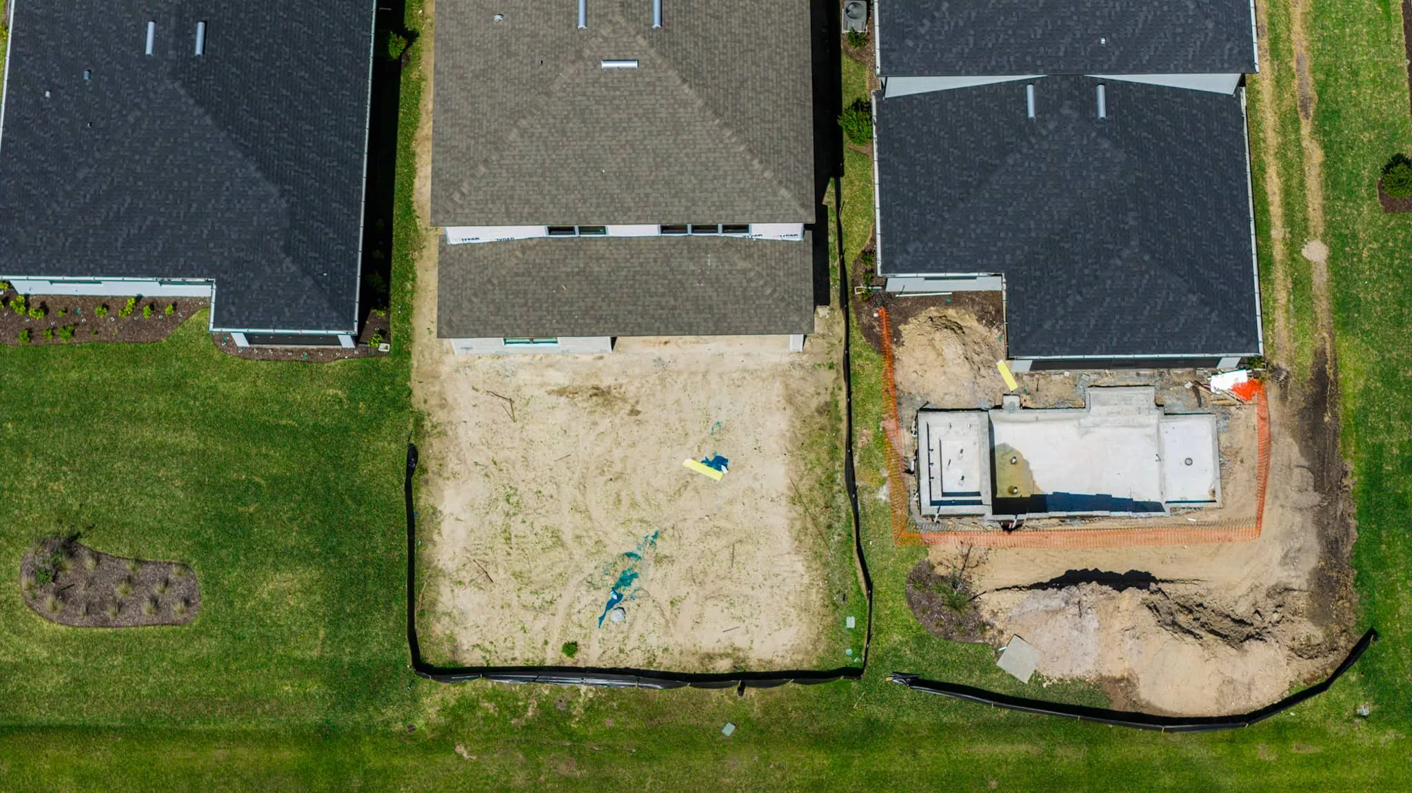 Aerial documentation of a new-home foundation and site work in Palm Beach County